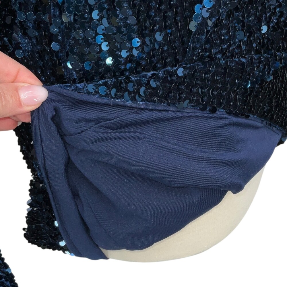 Camila Coehlo Jezabel Mini Dress Midnight Blue Womens Small Sequins Long Sleeve - Picture 9 of 14